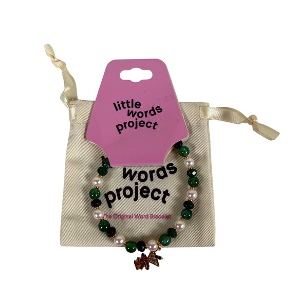 Little Words Project Jewelry - Little Words Project Women Bracelet Green White Gold Holiday Festive Beaded